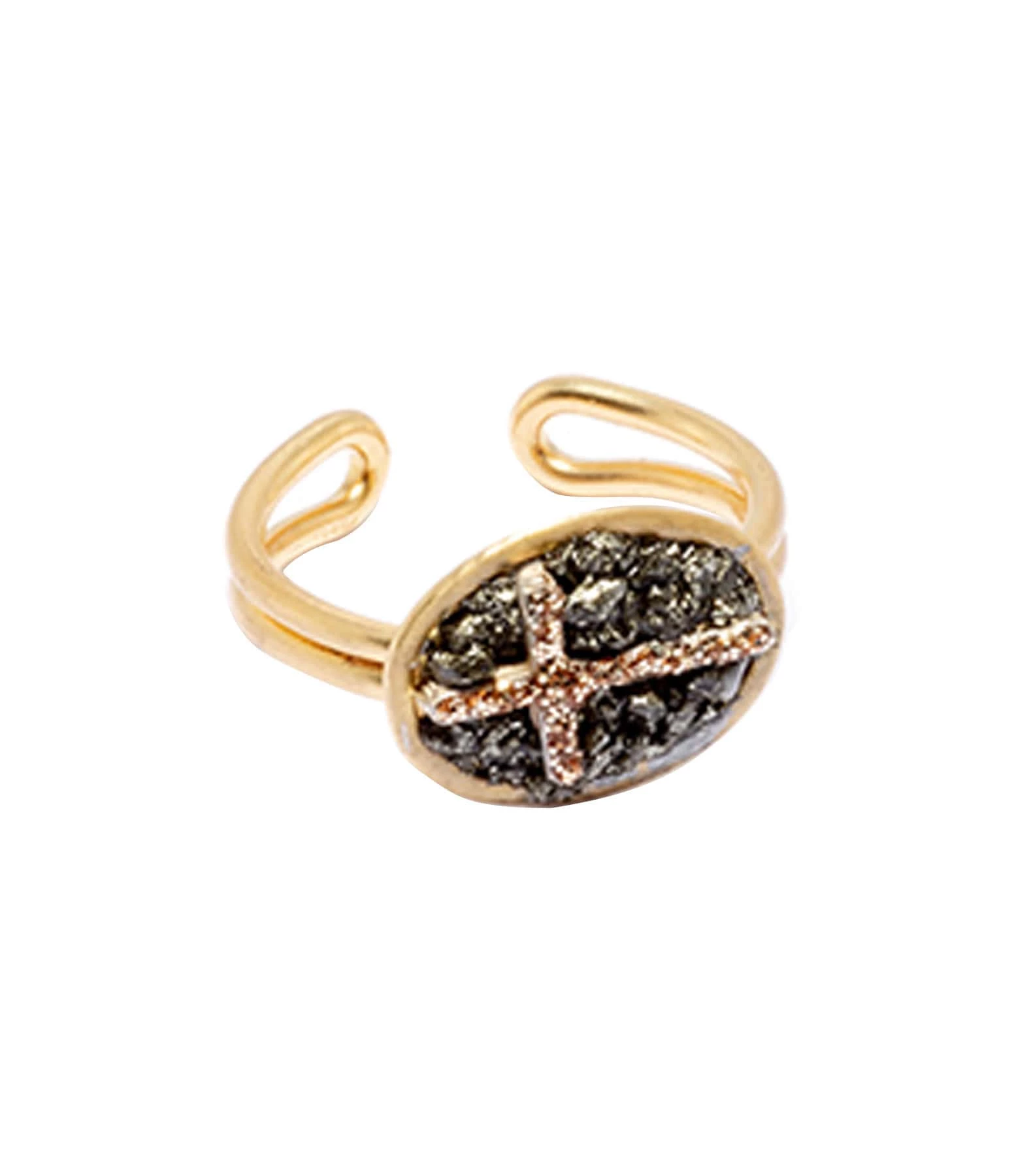 LSONGE Bague Lakota S Croix Pyrite Doré 3 LSONGE Bague Lakota S Croix Pyrite Doré