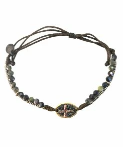 LSONGE Bracelet Lakota Croix Pyrite Kaki
