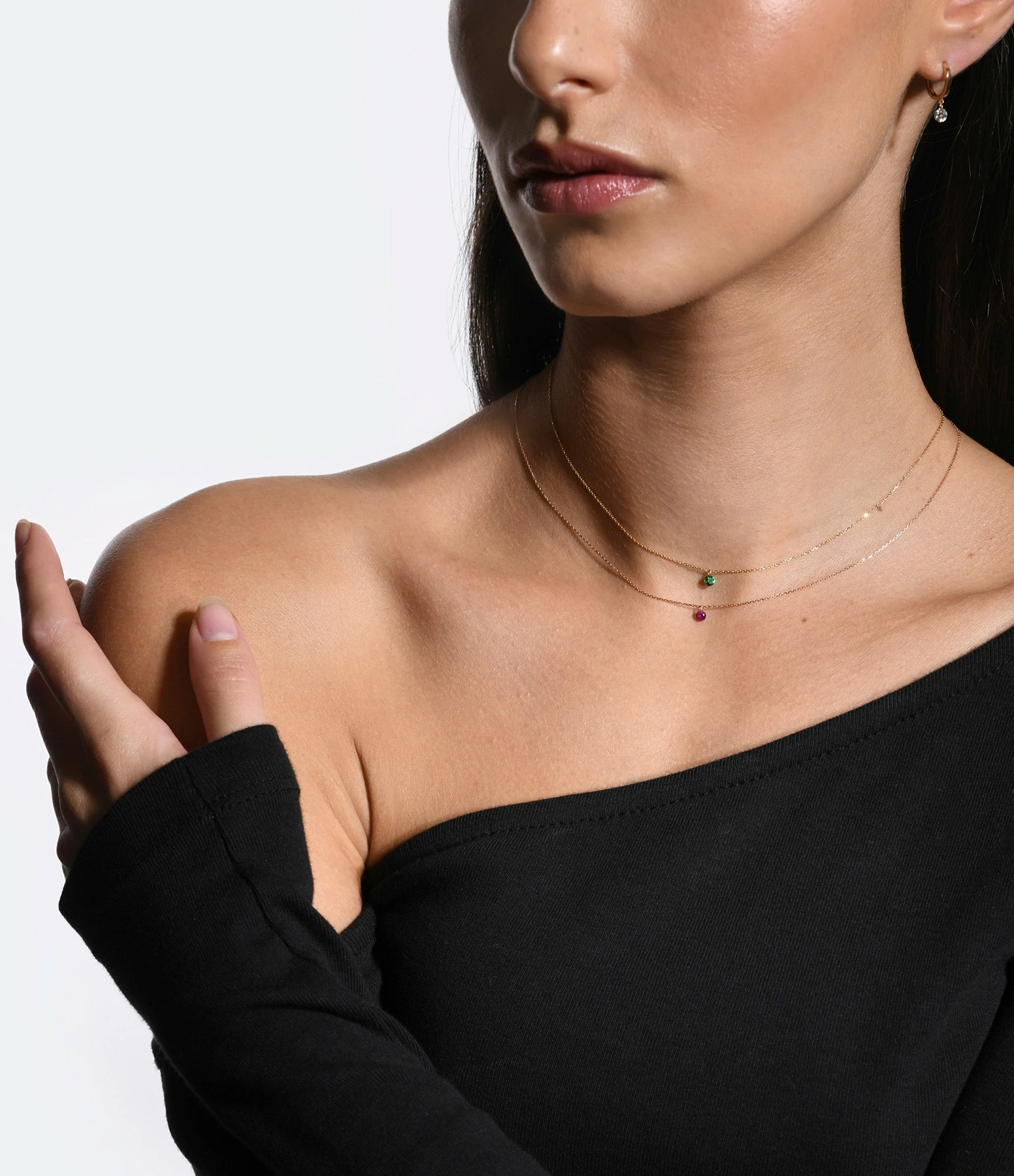 LA BRUNE & LA BLONDE Collier Mini Confetti Tsavorite Or Jaune – Image 5