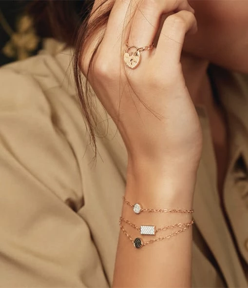 Ginette NY Bracelet Mini Ever Disc Or Rose Diamants 4 Ginette NY Bracelet Mini Ever Disc Or Rose Diamants – Image 2