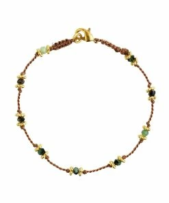 TITYARAVY Bracelet Lotus Beige Rubis-Zoïsite Argent Doré