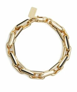 LAUREN RUBINSKI Bracelet Medium Émail Noir Or Jaune