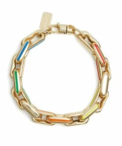 LAUREN RUBINSKI Bracelet Medium Émail Rainbow Or Jaune