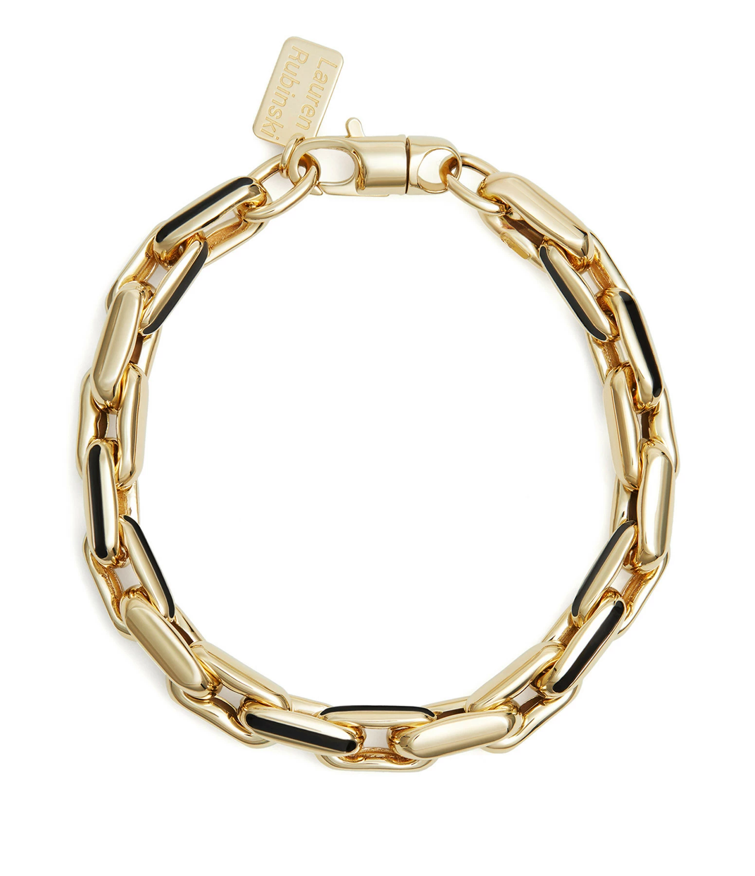 LAUREN RUBINSKI Bracelet Small Émail Noir Or Jaune 3 LAUREN RUBINSKI Bracelet Small Émail Noir Or Jaune