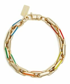LAUREN RUBINSKI Bracelet Small Émail Rainbow Or Jaune