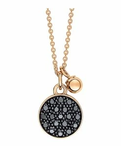Ginette NY Collier Ever Disc Mini Diamants Noirs Or Rose