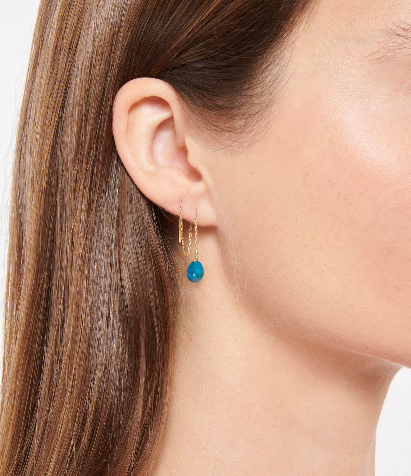MON PRECIEUX GEM Boucle D'oreille Cœur Chaîne Courte Apatite (vendue à L'unité) 5 MON PRECIEUX GEM Boucle D'oreille Cœur Chaîne Courte Apatite (vendue à L'unité) – Image 3
