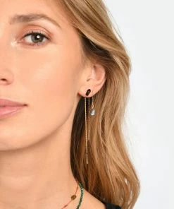 MON PRECIEUX GEM Boucle D'oreille Chaîne PM Onyx (vendue à L'unité) -Boutique Gigi Clozeau mpgem look20221209 78 1
