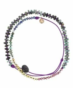 MON PRECIEUX GEM Bracelet 123 Tours Emeraude Saphir Cordon Violet