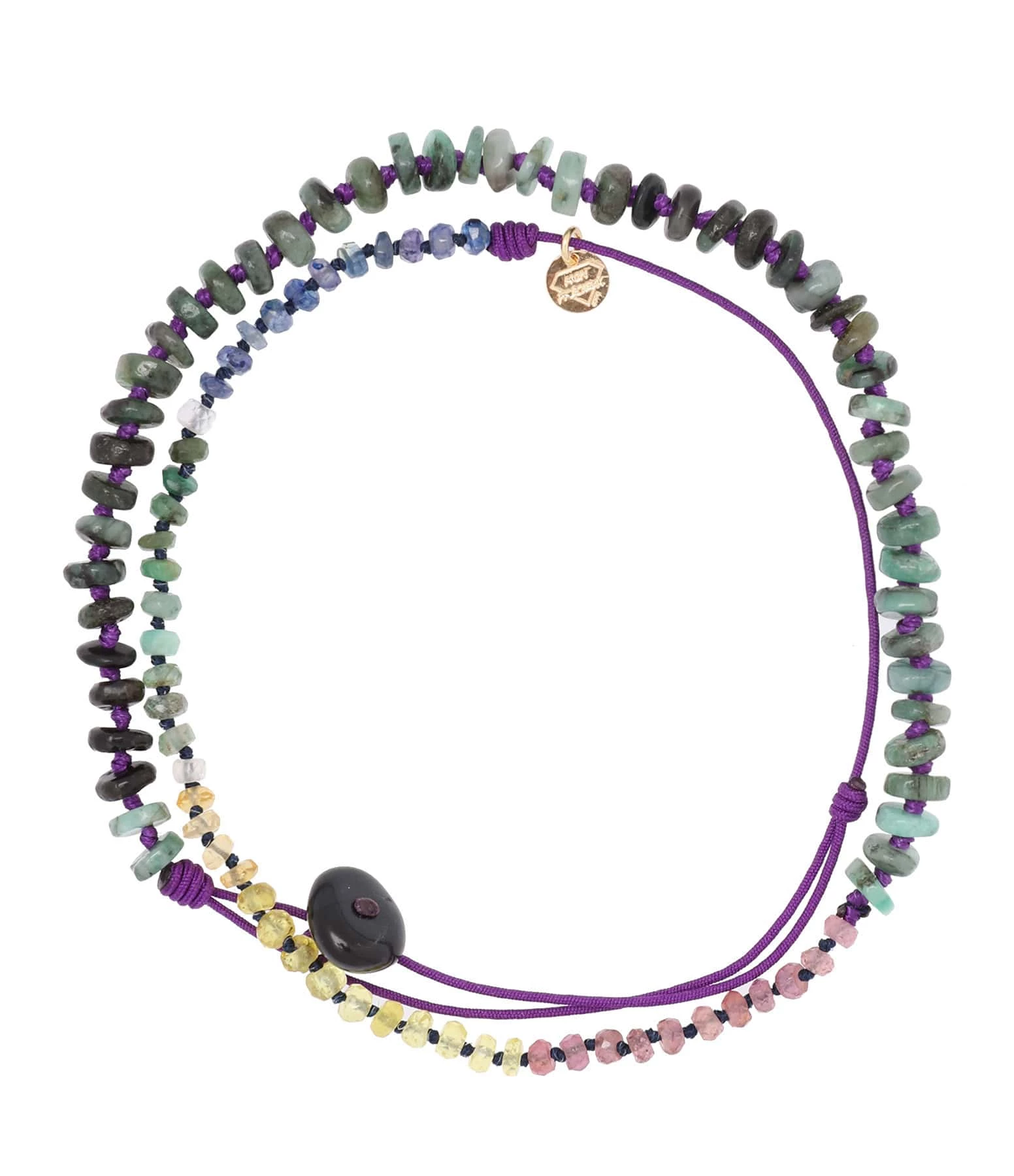 MON PRECIEUX GEM Bracelet 123 Tours Emeraude Saphir Cordon Violet 3 MON PRECIEUX GEM Bracelet 123 Tours Emeraude Saphir Cordon Violet