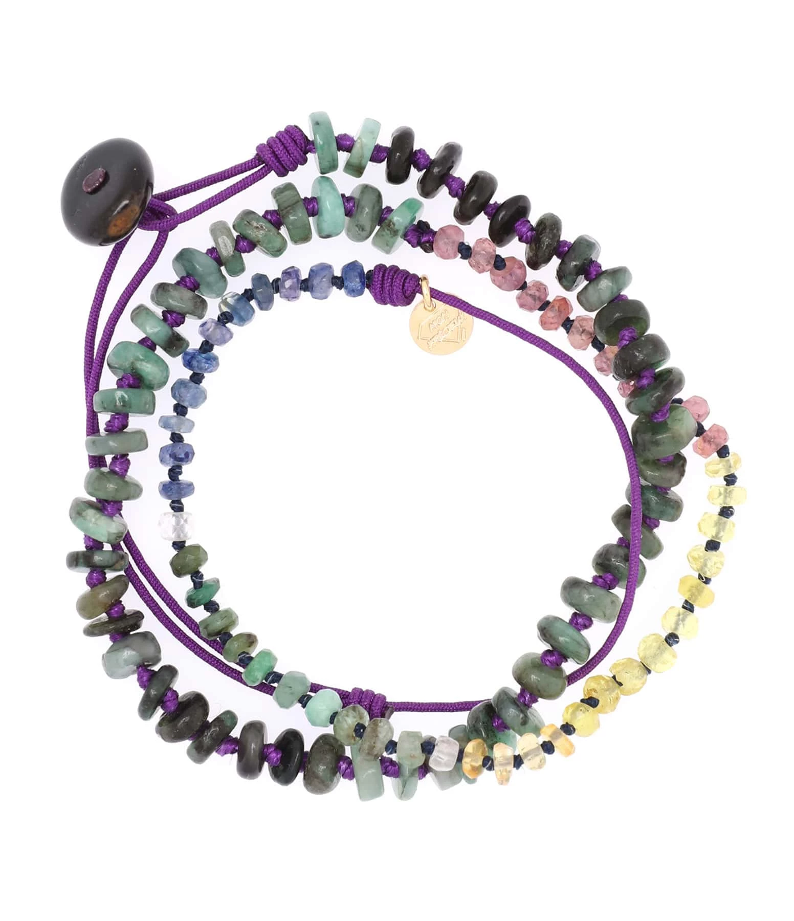 MON PRECIEUX GEM Bracelet 123 Tours Emeraude Saphir Cordon Violet 5 MON PRECIEUX GEM Bracelet 123 Tours Emeraude Saphir Cordon Violet – Image 3