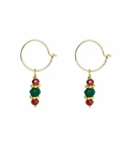 TITYARAVY Mini Créoles Padma Agate Verte Doré