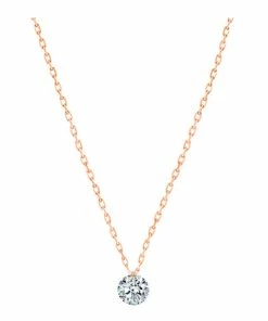 LA BRUNE & LA BLONDE Collier 360° Diamant Brillant 0,20 Or Rose