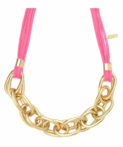 PERRINE TAVERNITI Sautoir Monceau Cordon Rose Fluo