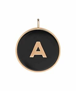 Ginette NY Pendentif Initial Onyx Or Rose, Personnalisable