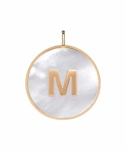 Ginette NY Pendentif Initial Nacre Blanche Or Rose, Personnalisable