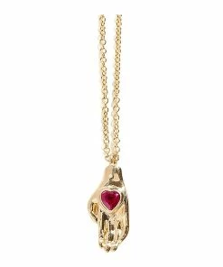 Pamela Love Collier Heart In Hand Rubis Or Jaune