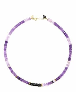 MON PRECIEUX GEM Collier Puka Améthyste Onyx