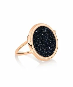 Ginette NY Bague Disc Or Rose Blue Sand Stone