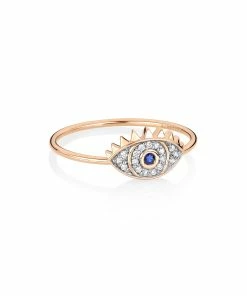Ginette NY Bague Ajna Saphir Diamants Or Rose
