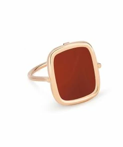Ginette NY Bague Antique Agate Rouge Or Rose