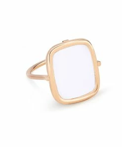 Ginette NY Bague Antique Agate Blanche Or Rose