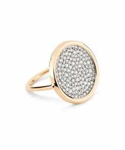 Ginette NY Bague Disc Or Rose Diamants