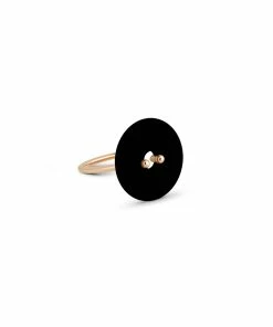 Ginette NY Bague Donut Onyx Or Rose