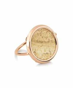 Ginette NY Bague Disc Or Rose Jaspe