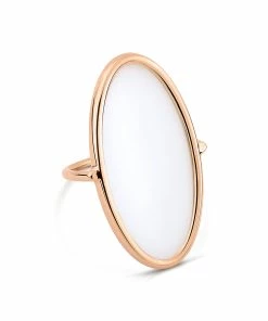 Ginette NY Bague Ellipse Or Rose Agate Blanche