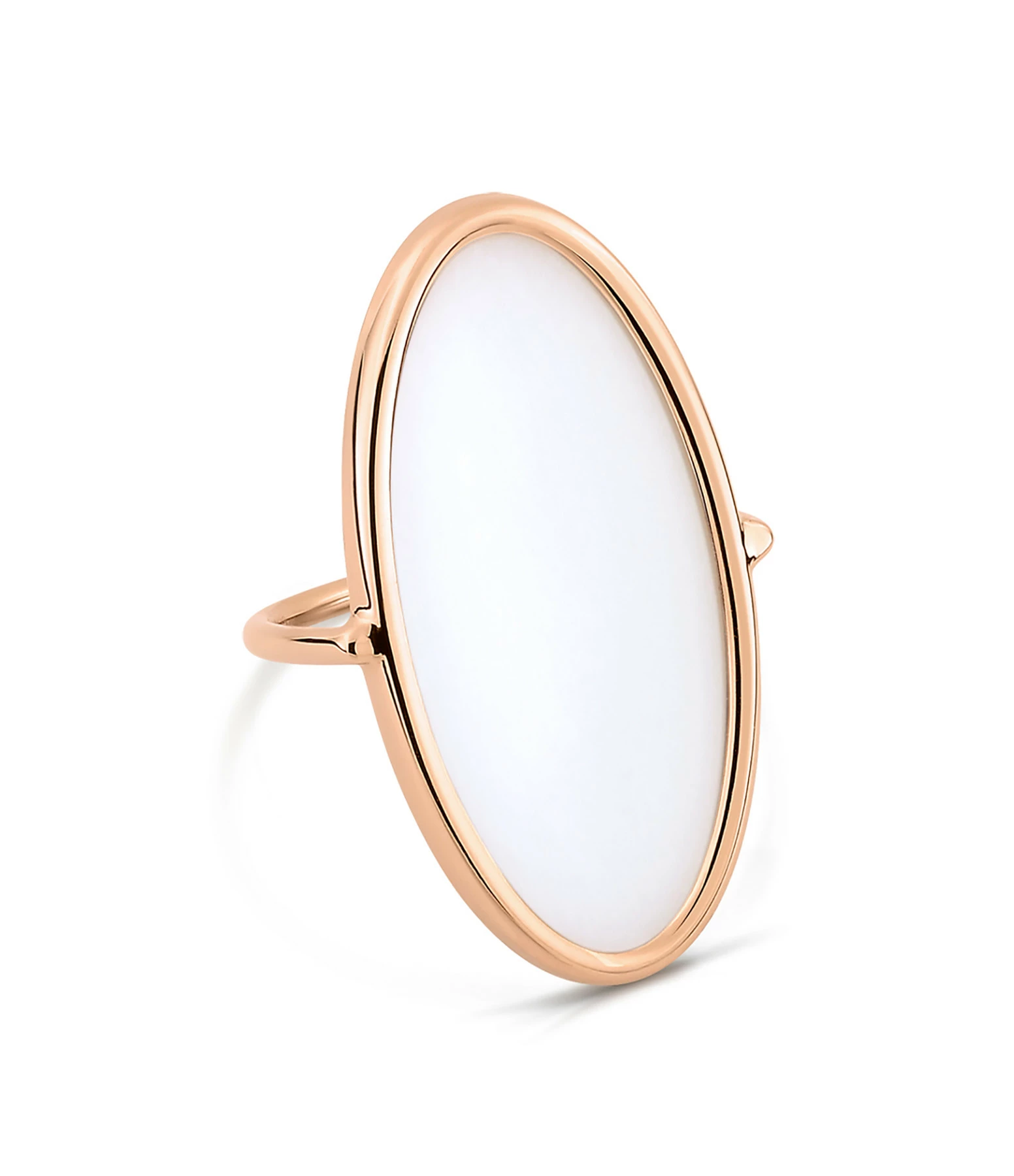 Ginette NY Bague Ellipse Or Rose Agate Blanche 3 Ginette NY Bague Ellipse Or Rose Agate Blanche