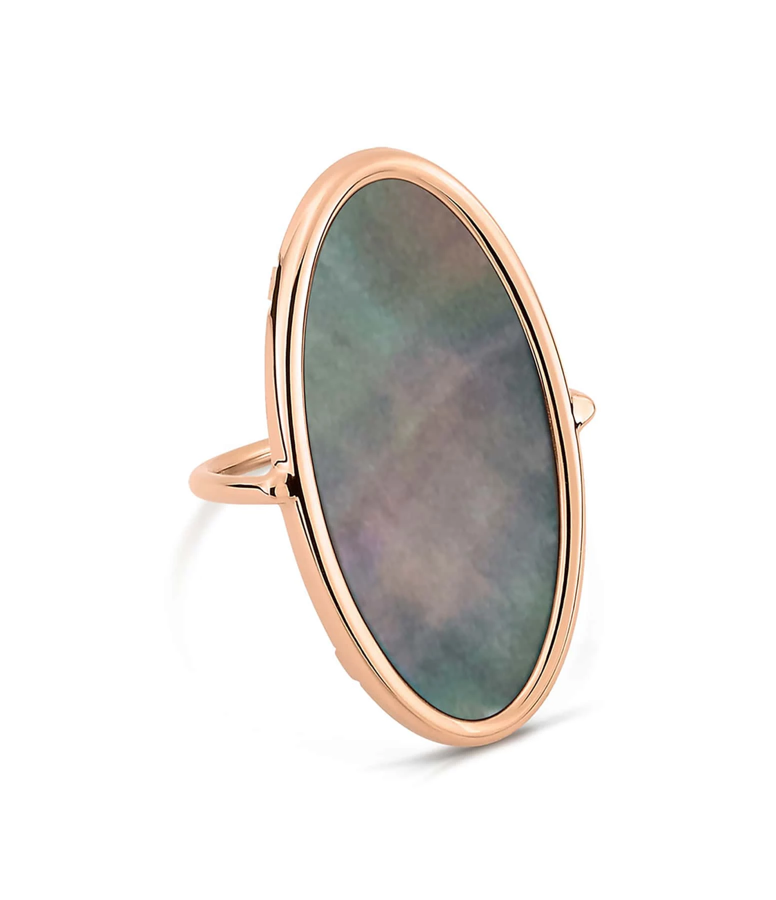 Ginette NY Bague Ellipse Nacre Noire Or Rose 3 Ginette NY Bague Ellipse Nacre Noire Or Rose