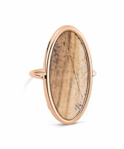 Ginette NY Bague Ellipse Jaspe Or Rose