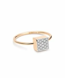 Ginette NY Bague Baguette Ever Baby Or Rose Diamants