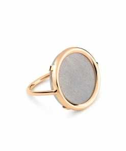 Ginette NY Bague Disc Or Rose Pierre De Lune