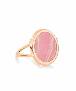 Ginette NY Bague Disc Or Rose Rhodocrosite