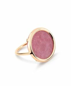 Ginette NY Bague Disc Or Rose Rhodonite