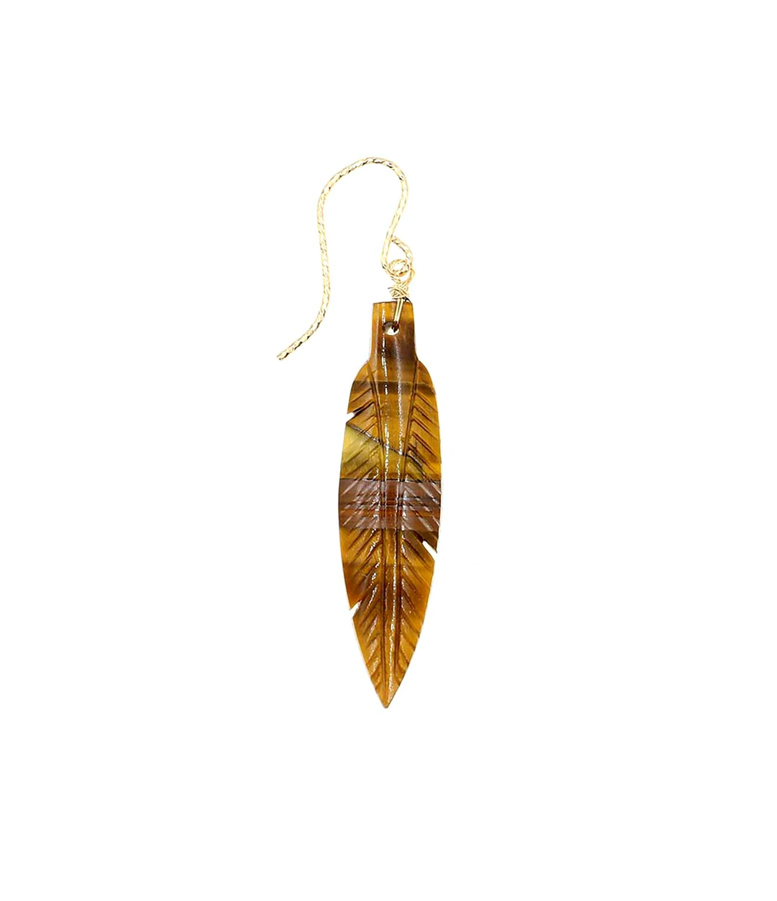 MON PRECIEUX GEM Boucle D'oreille Plume Œil De Tigre (vendue à L'unité) 3 MON PRECIEUX GEM Boucle D'oreille Plume Œil De Tigre (vendue à L'unité)