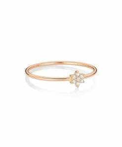 Ginette NY Bague Mini Star Diamants Or Rose