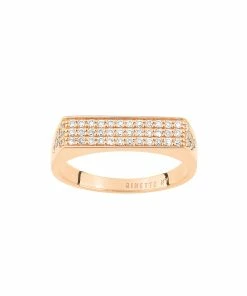 Ginette NY Bague Baguette Signet Diamant