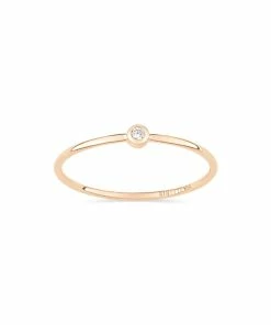 Ginette NY Bague Mini Lonely Diamond Or Rose