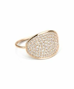 Ginette NY Bague Ellipses & Sequins Large Or Rose Diamants