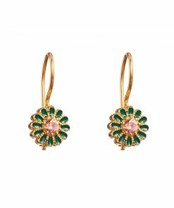 TITYARAVY Boucles D'oreilles Saï Vert Doré