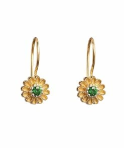 TITYARAVY Boucles D'oreilles Saï Zircon Vert Doré