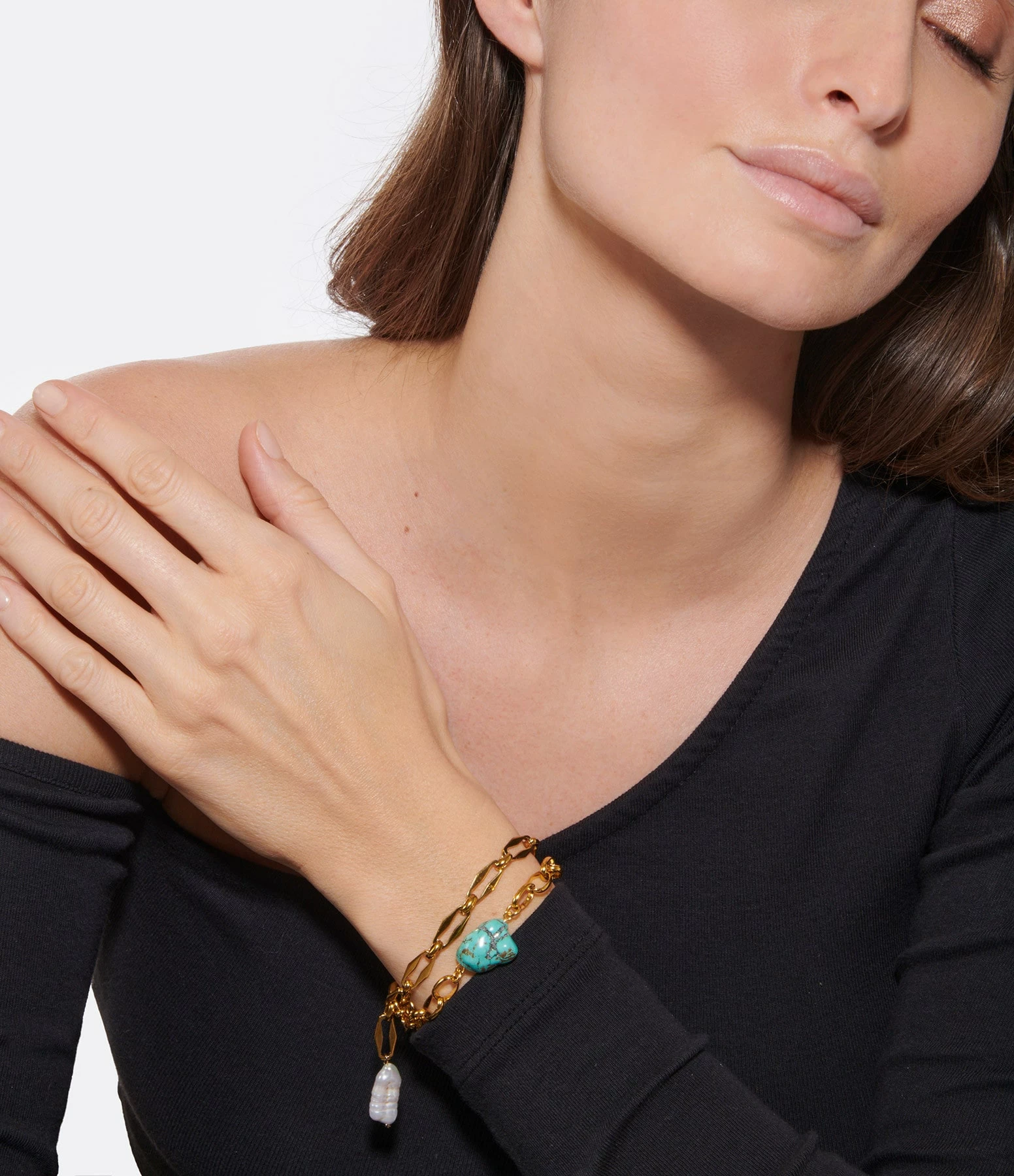 SHAKER JEWELS Bracelet Alore Perles Blanc Doré – Image 2