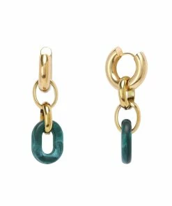 SHAKER JEWELS Boucles D'oreilles Vioma Pendentif Vert Argent Doré