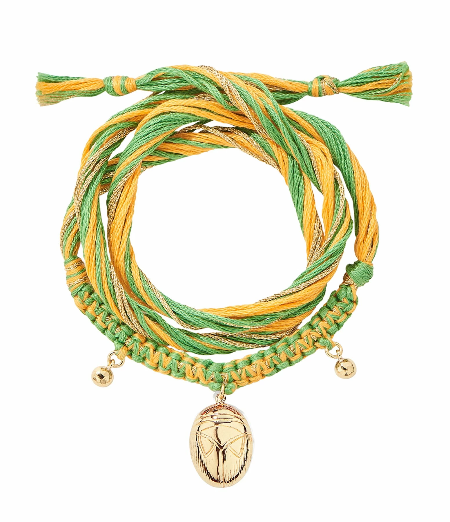 Aurélie Bidermann Bracelet Honolulu Charm Scarabée Vert Jaune 3 Aurélie Bidermann Bracelet Honolulu Charm Scarabée Vert Jaune