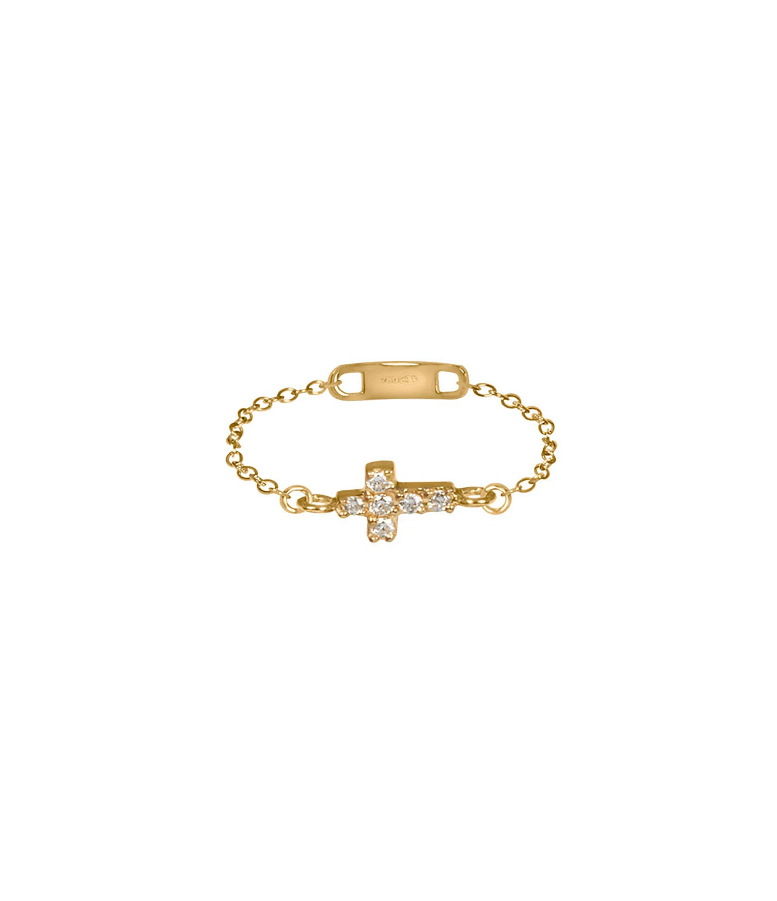 AND...PARIS Bague Chaîne Croix Diamants Or Jaune 3 AND...PARIS Bague Chaîne Croix Diamants Or Jaune