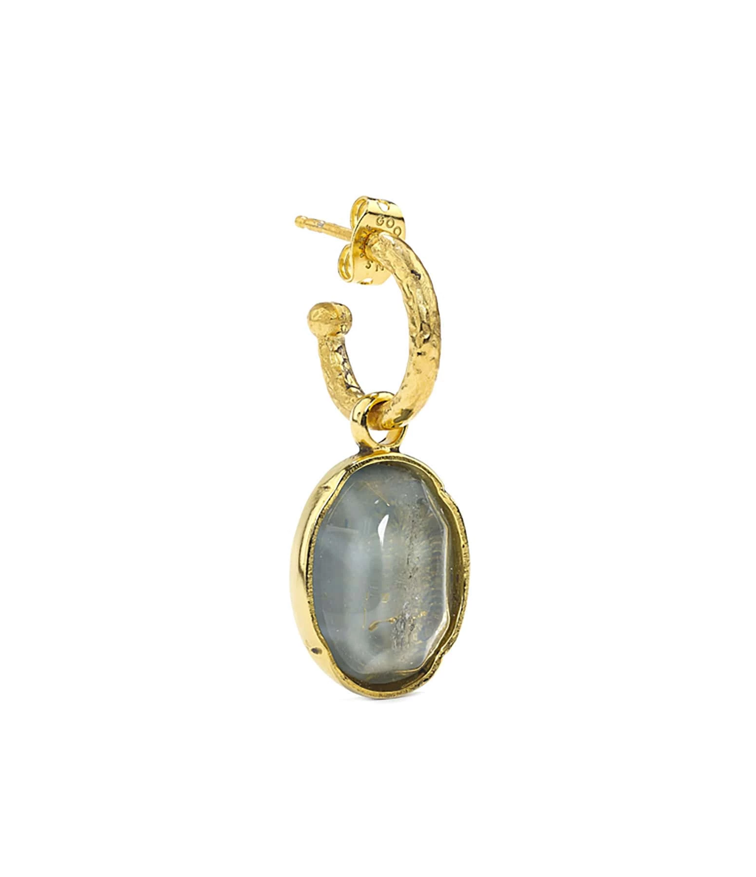 GOOSSENS PARIS Créole Cabochon Cristal De Roche Bleu Denim (vendue à L'unité) 3 GOOSSENS PARIS Créole Cabochon Cristal De Roche Bleu Denim (vendue à L'unité)