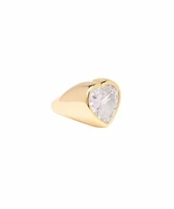 Timeless Pearly Bague Cœur Cristal Doré